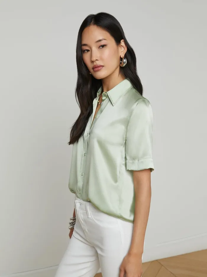 L039Agence Blouses and Tops Women Ellah Silk Blouse Laurel Green L039Agence Blouses and Tops Women Ellah Silk Blouse Laurel Green