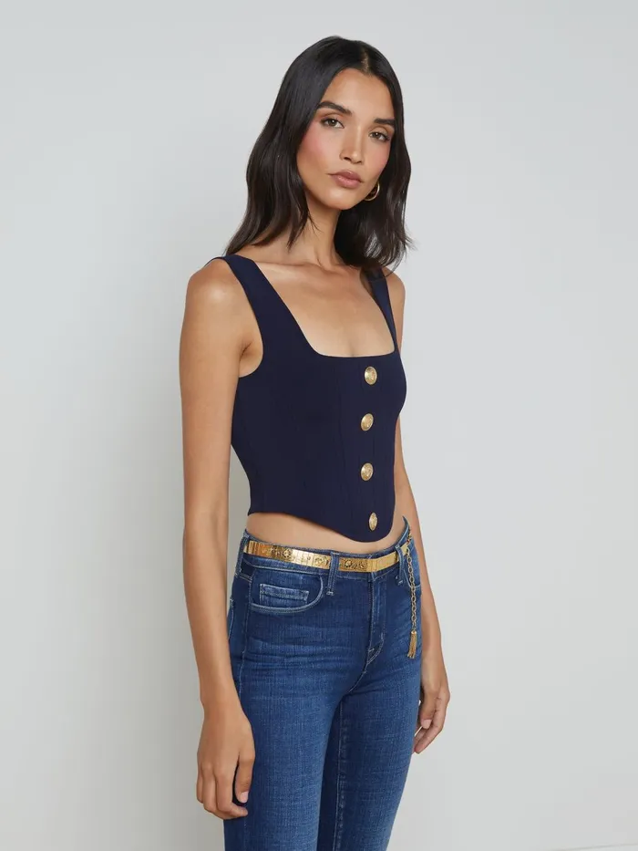 L039Agence Blouses and Tops Women Saga Top Midnightgold L039Agence Blouses and Tops Women Saga Top Midnightgold