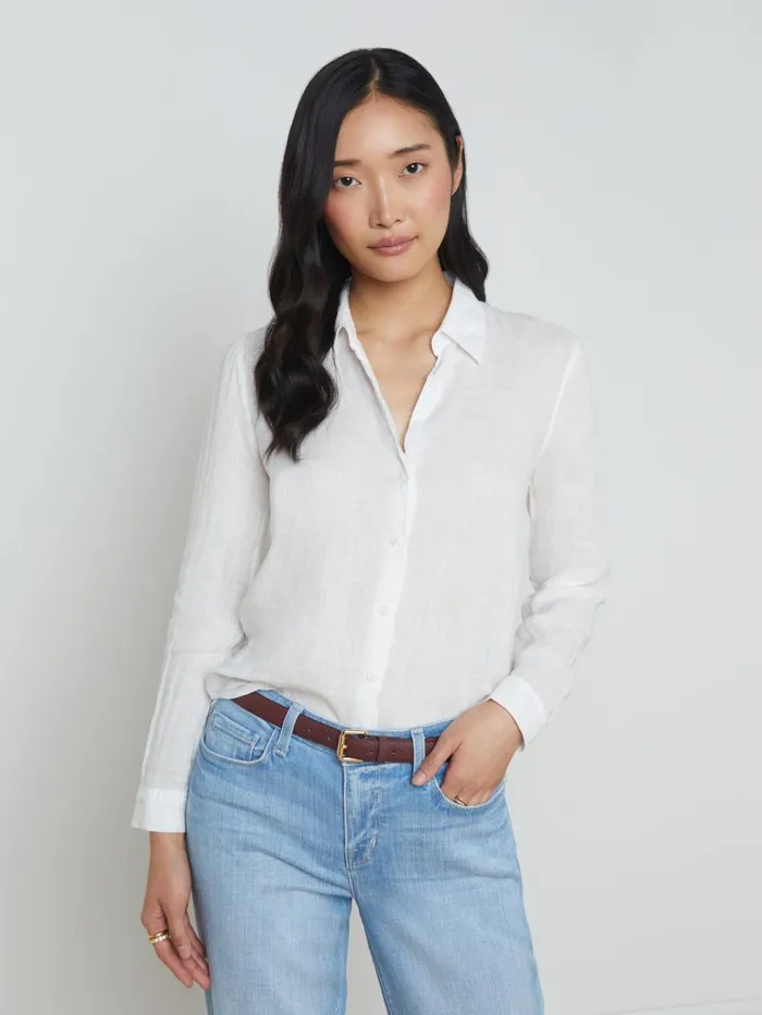 L039Agence Blouses and Tops Women Tyler Linen Blouse White