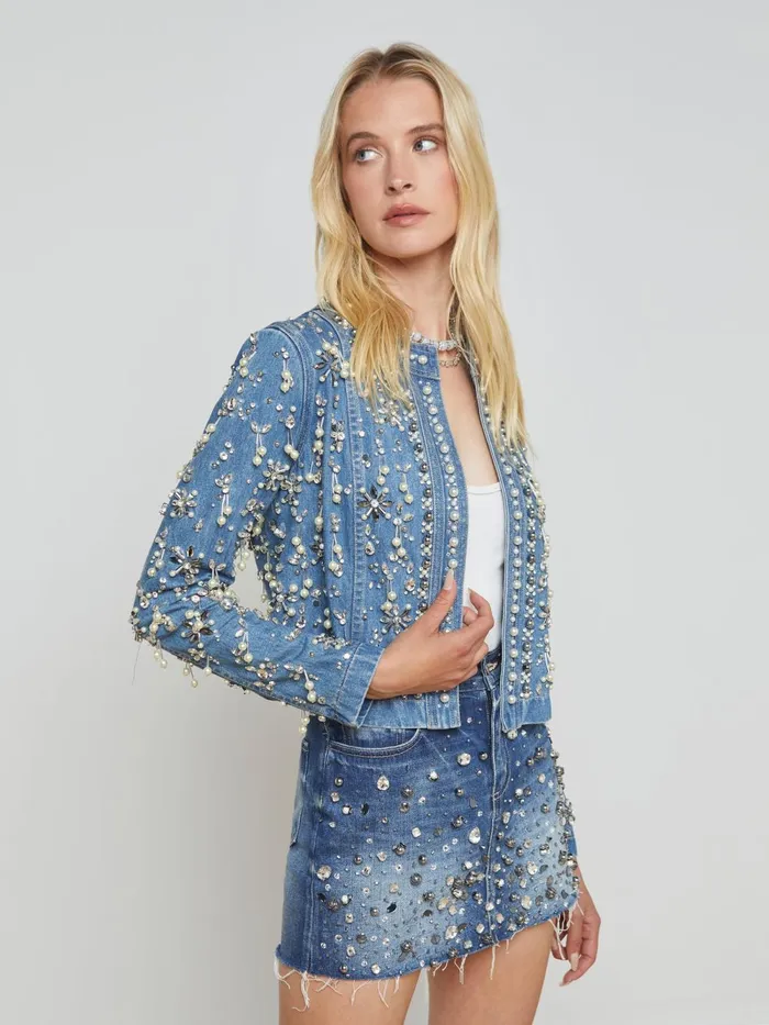 L039Agence Denim Jackets Women Belvie Pearl Jacket Provo L039Agence Denim Jackets Women Belvie Pearl Jacket Provo