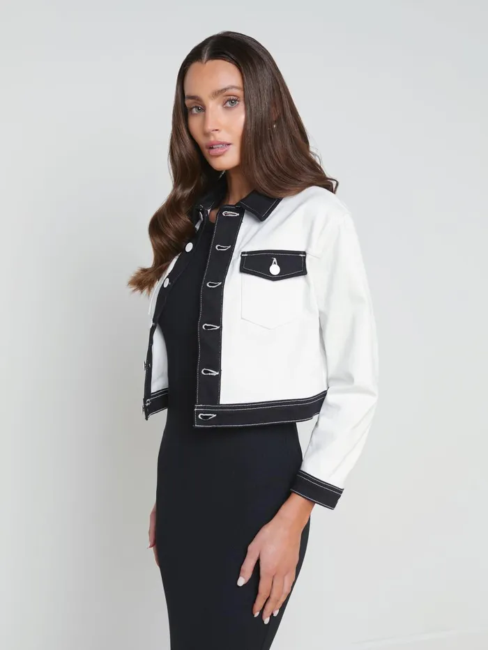 L039Agence Denim Jackets Women Koda Contrast Denim Jacket Whiteblack L039Agence Denim Jackets Women Koda Contrast Denim Jacket Whiteblack