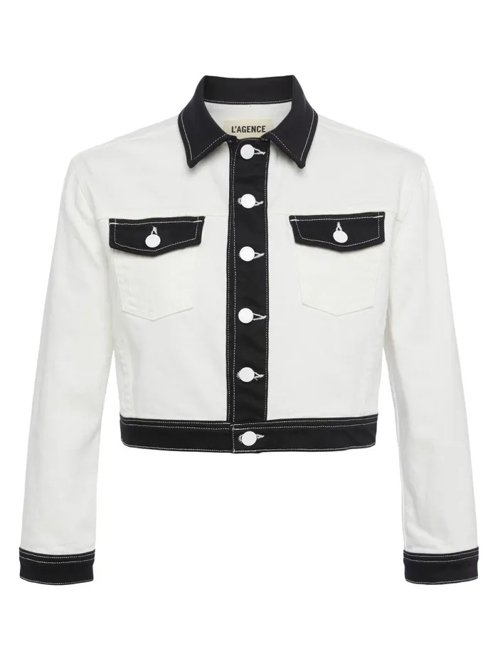 L039Agence Denim Jackets Women Koda Contrast Denim Jacket Whiteblack L039Agence Denim Jackets Women Koda Contrast Denim Jacket Whiteblack