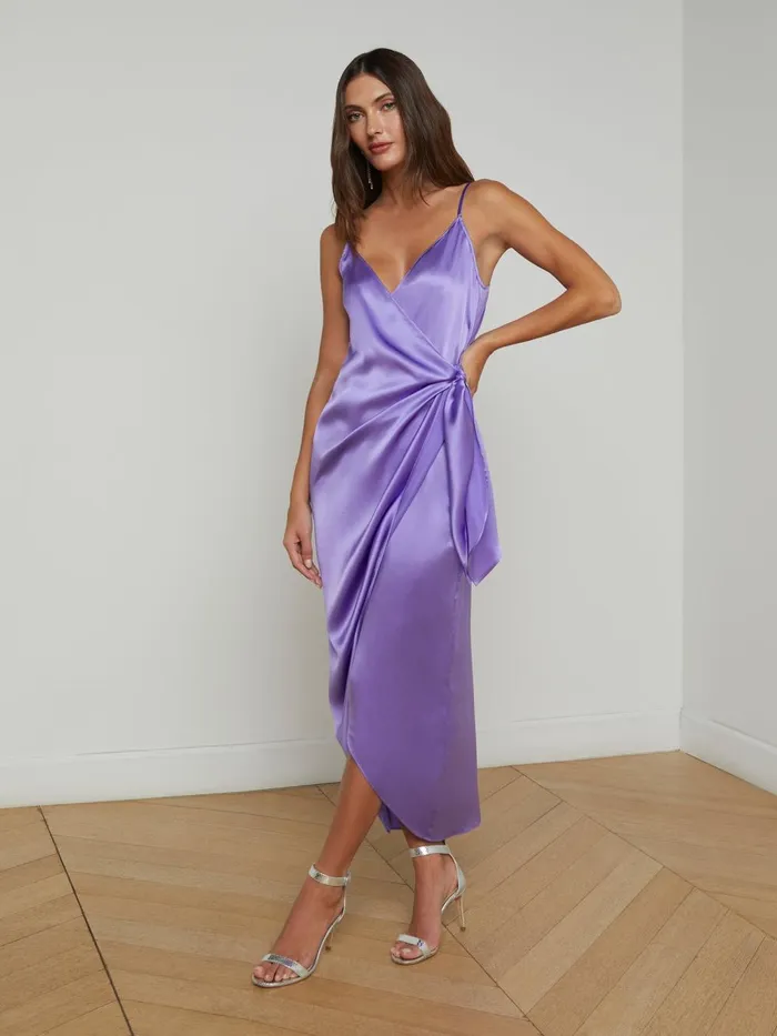 L039Agence Dresses and Jumpsuits Women Amilia Silk Wrap Dress Electric Purple
