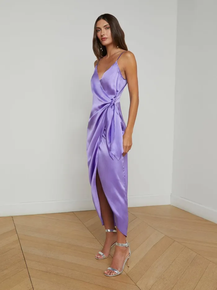L039Agence Dresses and Jumpsuits Women Amilia Silk Wrap Dress Electric Purple L039Agence Dresses and Jumpsuits Women Amilia Silk Wrap Dress Electric Purple