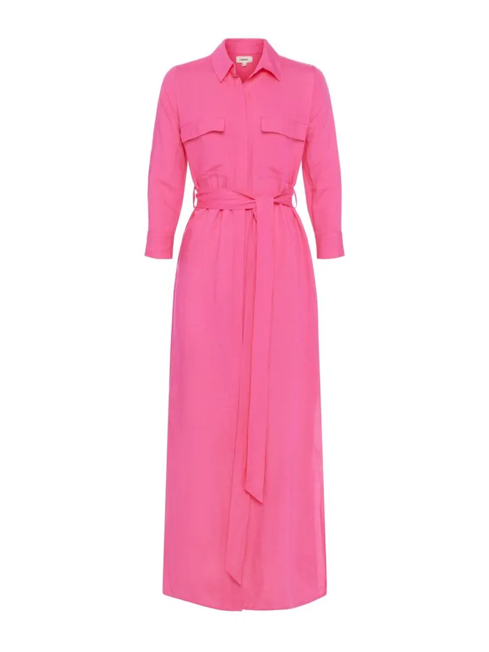 L039Agence Dresses and Jumpsuits Women Cameron LinenBlend Shirt Dress Berry Pink L039Agence Dresses and Jumpsuits Women Cameron LinenBlend Shirt Dress Berry Pink