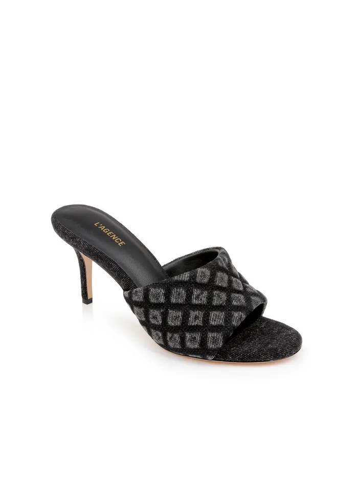 L039Agence Heels Women Denise Denim Mule Black Denim