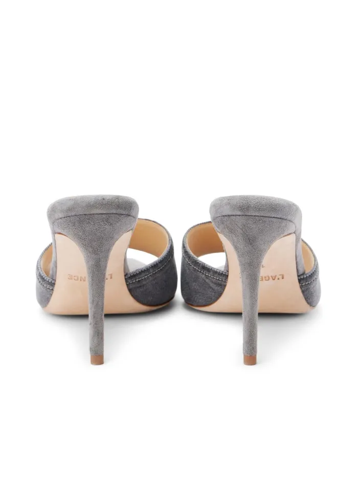 L039Agence Heels Women Lolita Denim OpenToe Mule Grey Denim L039Agence Heels Women Lolita Denim OpenToe Mule Grey Denim