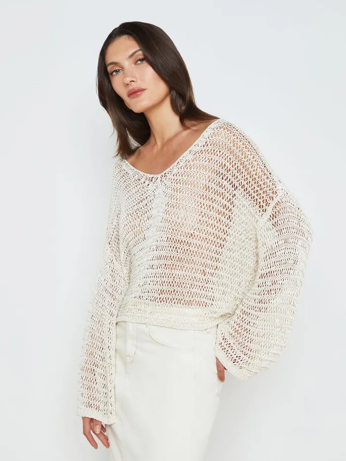 L039Agence Knitwear Women Ethan OpenKnit Pullover Ivory L039Agence Knitwear Women Ethan OpenKnit Pullover Ivory