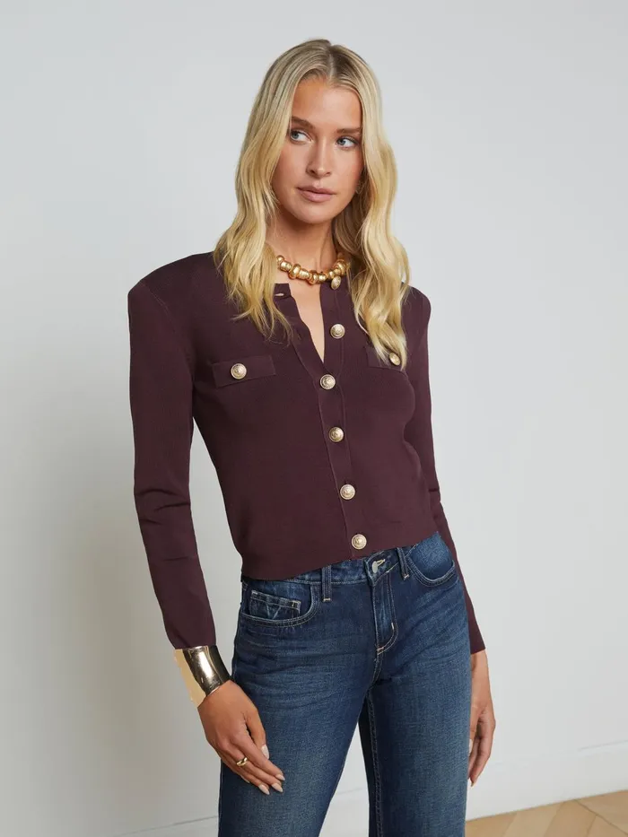 L039Agence Knitwear Women Toulouse Cardigan Dark Syrahgold