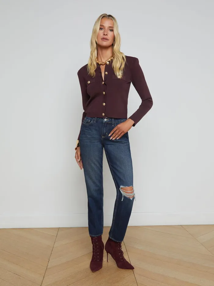 L039Agence Knitwear Women Toulouse Cardigan Dark Syrahgold L039Agence Knitwear Women Toulouse Cardigan Dark Syrahgold
