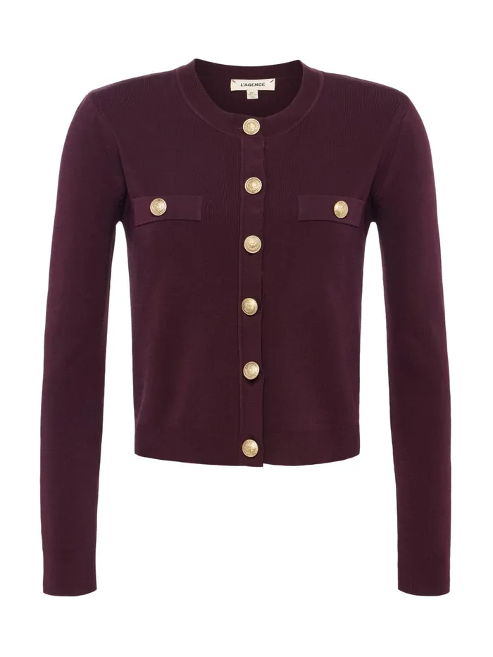 L039Agence Knitwear Women Toulouse Cardigan Dark Syrahgold L039Agence Knitwear Women Toulouse Cardigan Dark Syrahgold