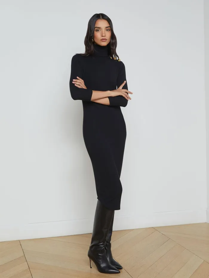 L039Agence Knitwear Women Voletta Turtleneck Knit Dress Black