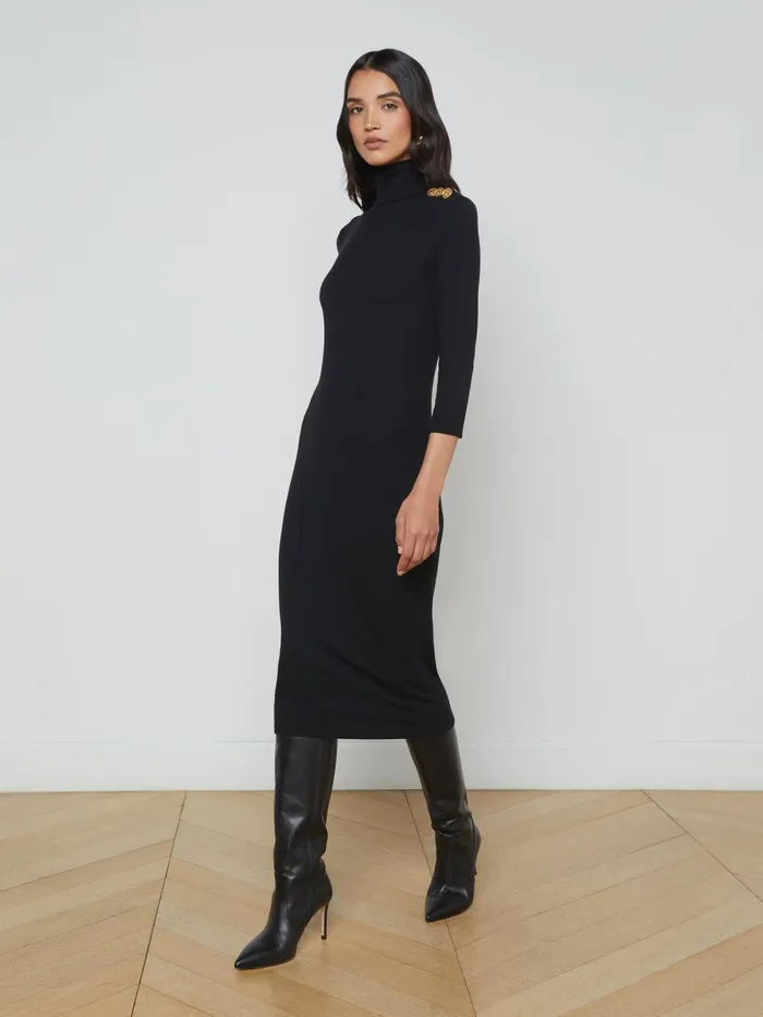 L039Agence Knitwear Women Voletta Turtleneck Knit Dress Black L039Agence Knitwear Women Voletta Turtleneck Knit Dress Black