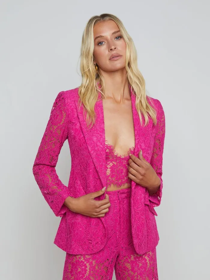 L039Agence Matching Sets Women Chamberlain Lace Blazer Light Ruby