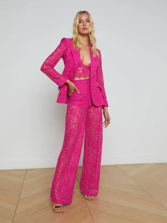 L039Agence Matching Sets Women Chamberlain Lace Blazer Light Ruby