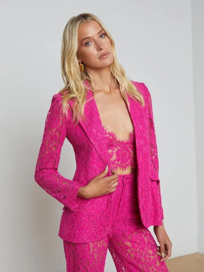 L039Agence Matching Sets Women Chamberlain Lace Blazer Light Ruby