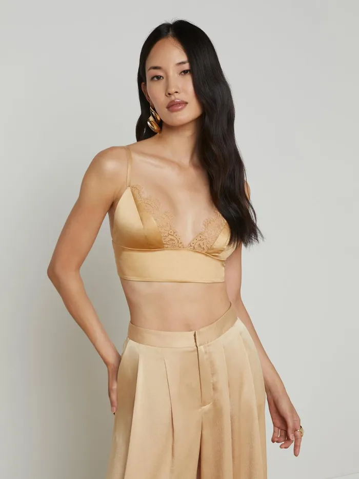 L039Agence Matching Sets Women Ginger Silk Bralette Latte