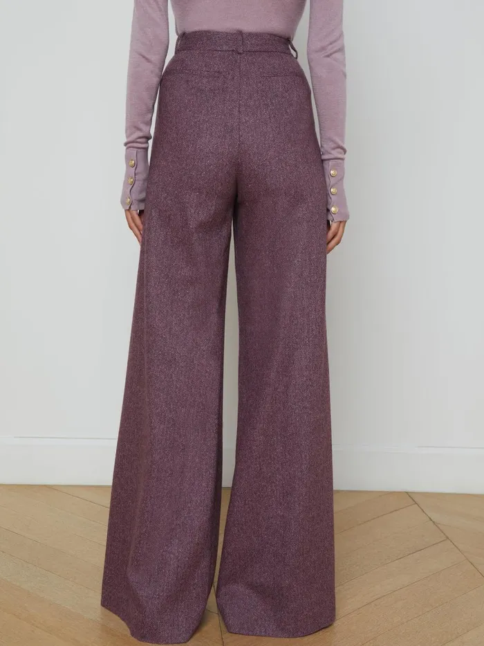 L039Agence Pants Women Pilar Wool WideLeg Pant Deep Plum Multi Chevron L039Agence Pants Women Pilar Wool WideLeg Pant Deep Plum Multi Chevron