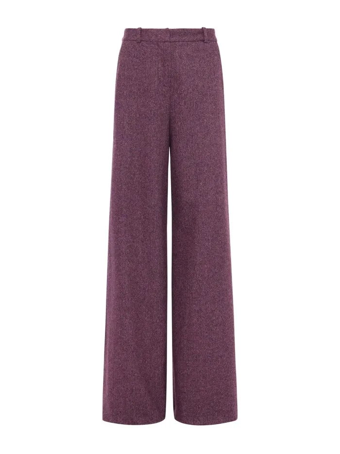 L039Agence Pants Women Pilar Wool WideLeg Pant Deep Plum Multi Chevron L039Agence Pants Women Pilar Wool WideLeg Pant Deep Plum Multi Chevron