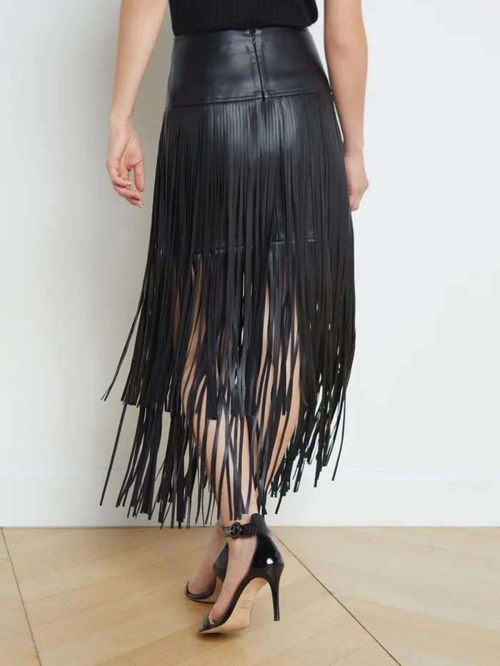 L039Agence Skirts Women Karolina Fringe Skirt Black L039Agence Skirts Women Karolina Fringe Skirt Black