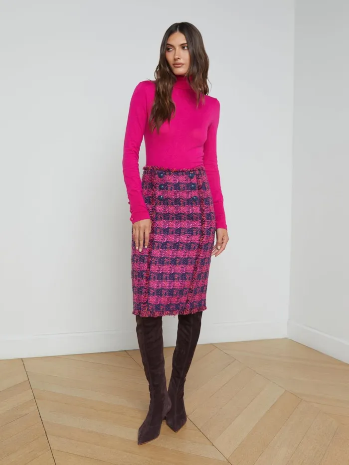 L039Agence Skirts Women Kitty Tweed Pencil Skirt Midnightacairuby Tweed