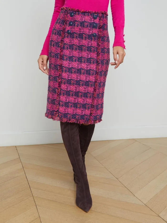 L039Agence Skirts Women Kitty Tweed Pencil Skirt Midnightacairuby Tweed L039Agence Skirts Women Kitty Tweed Pencil Skirt Midnightacairuby Tweed