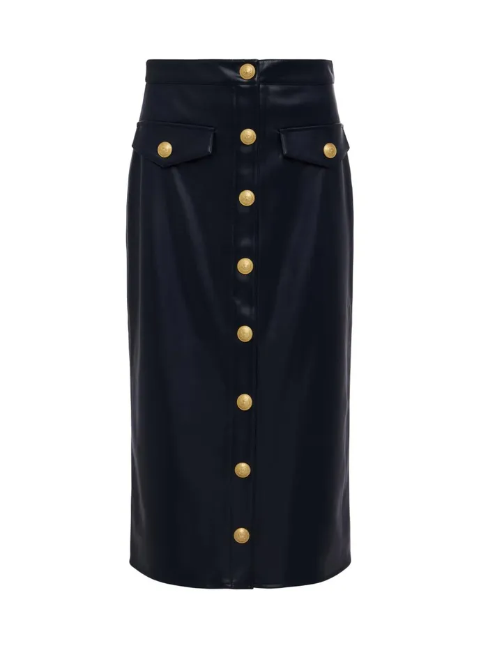 L039Agence Skirts Women Milann Vegan Leather Skirt Midnight L039Agence Skirts Women Milann Vegan Leather Skirt Midnight