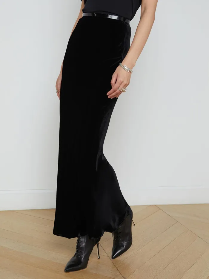L039Agence Skirts Women Zeta Velvet Maxi Skirt Velvet Black L039Agence Skirts Women Zeta Velvet Maxi Skirt Velvet Black