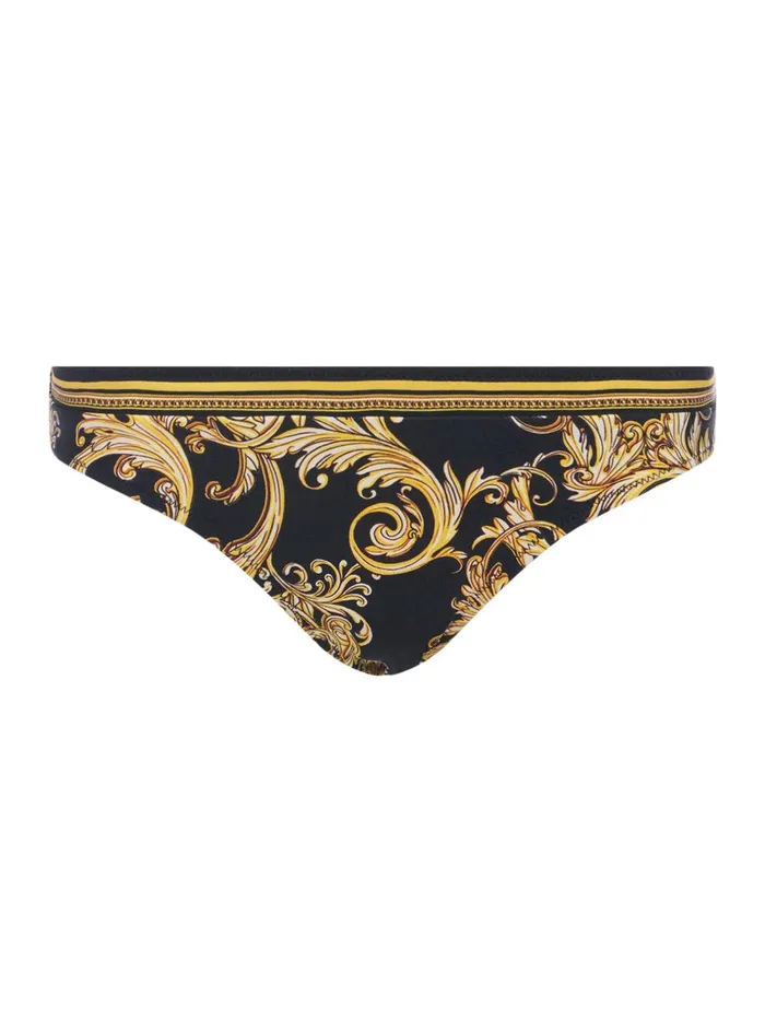 L039Agence Swimwear Women Nicole Bikini Bottom Blackgold Barocco Swirl
