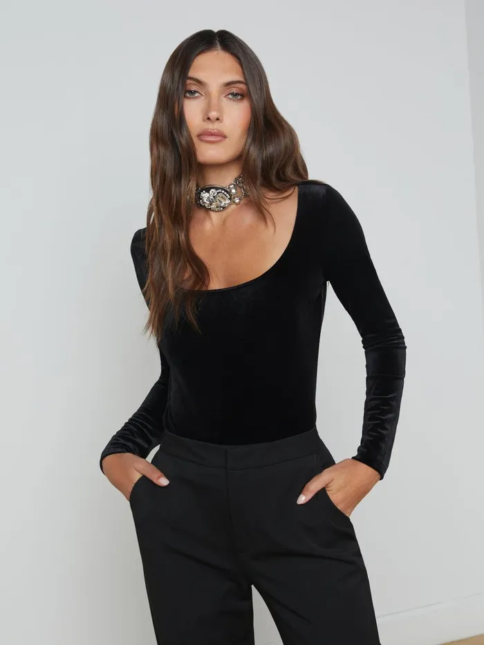 L039Agence Tees Women Jelena Velvet Top Black