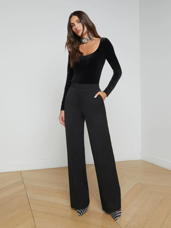 L039Agence Tees Women Jelena Velvet Top Black L039Agence Tees Women Jelena Velvet Top Black