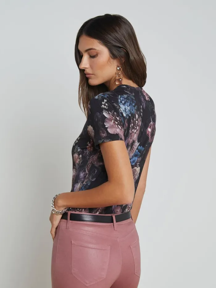 L039Agence Tees Women Ressi Fitted Tee Black Multi Vintage Oil Flower L039Agence Tees Women Ressi Fitted Tee Black Multi Vintage Oil Flower