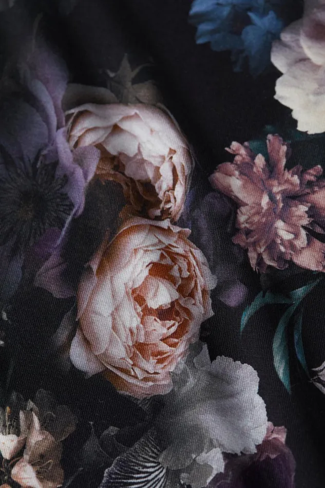 L039Agence Tees Women Tess Long Sleeve Tee Black Multi Vintage Oil Flower L039Agence Tees Women Tess Long Sleeve Tee Black Multi Vintage Oil Flower