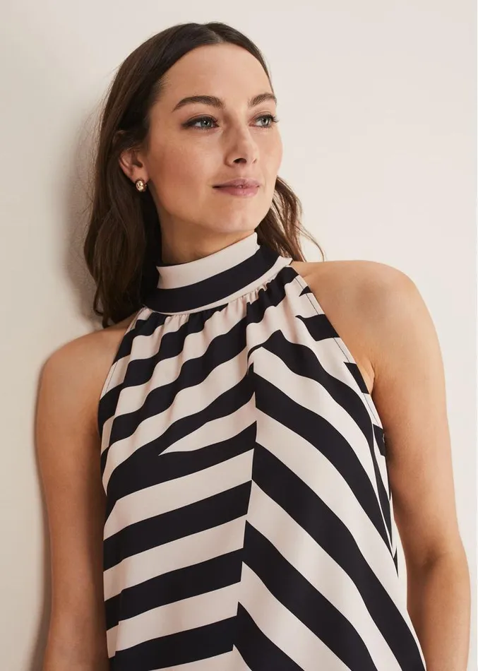Lana Striped Halter Neck Top Blackpink Women Phase Eight Tops and TShirts