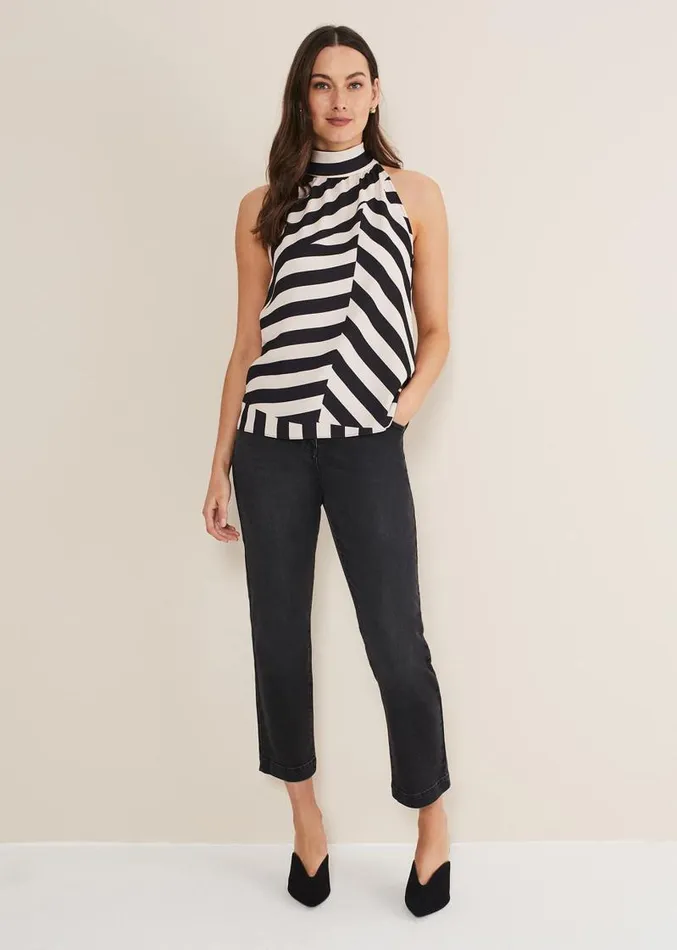 Lana Striped Halter Neck Top Blackpink Women Phase Eight Tops and TShirts