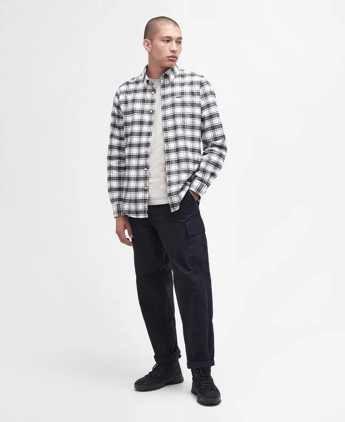 Langton Tailored Shirt Ecru Men Barbour Shirts