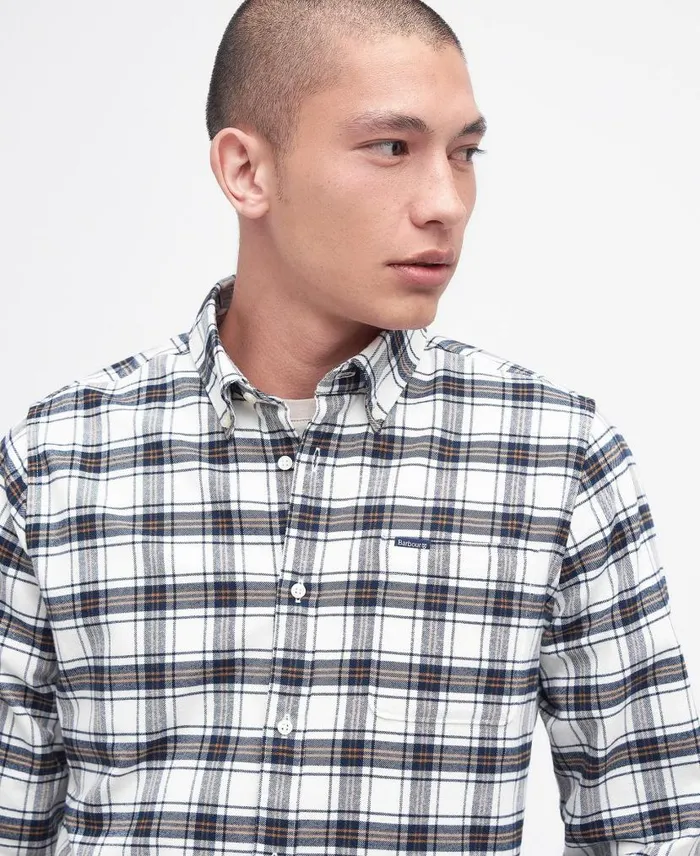 Langton Tailored Shirt Ecru Men Barbour Shirts