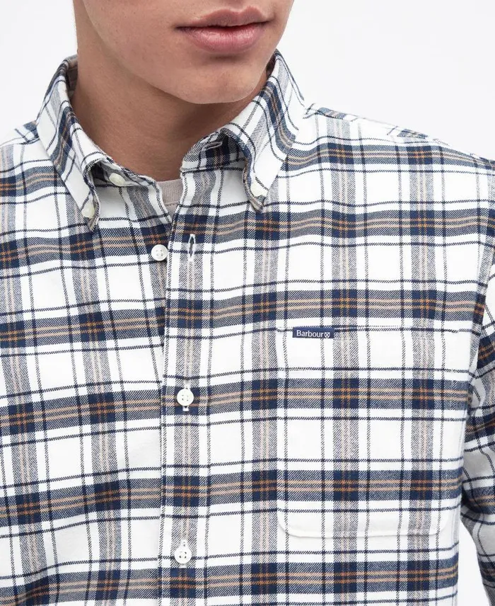 Langton Tailored Shirt Ecru Men Barbour Shirts