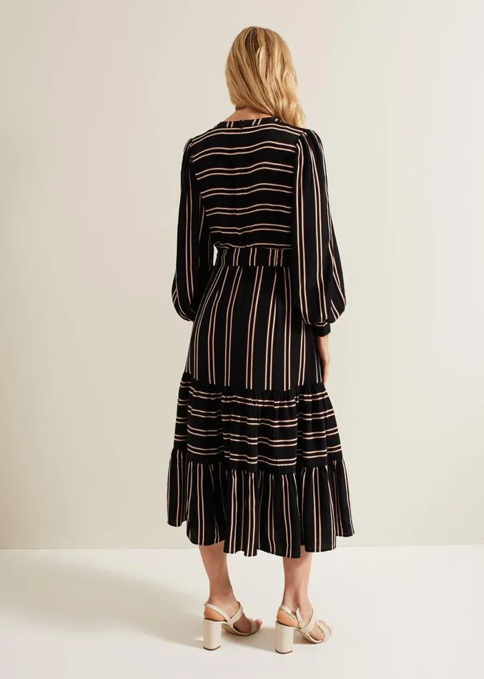 Laura Stripe Midaxi Dress Blackmulti Women Phase Eight Dresses