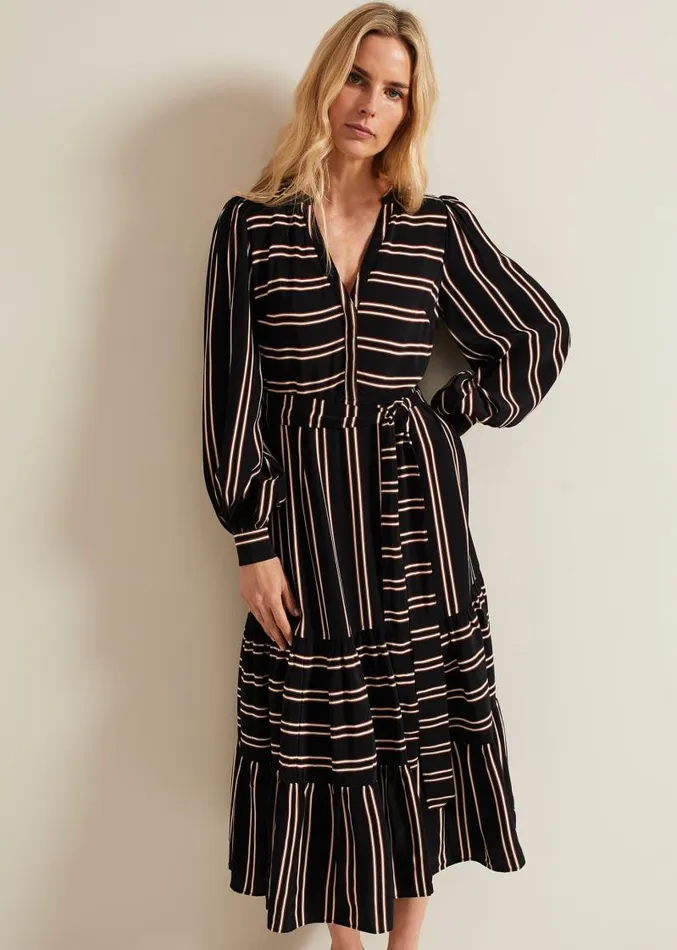 Laura Stripe Midaxi Dress Blackmulti Women Phase Eight Dresses
