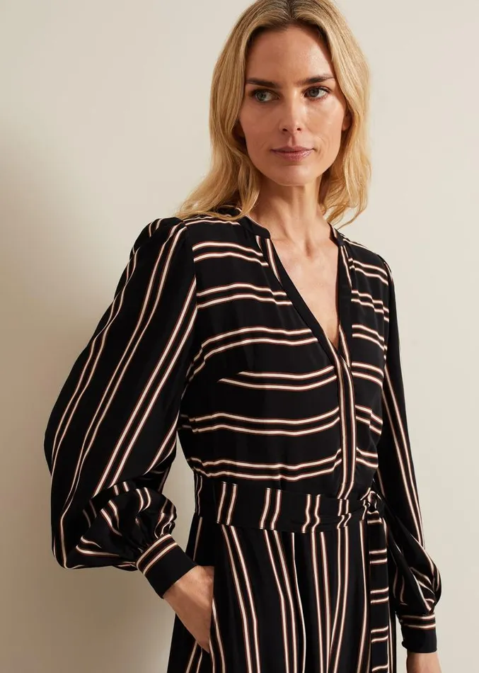 Laura Stripe Midaxi Dress Blackmulti Women Phase Eight Dresses