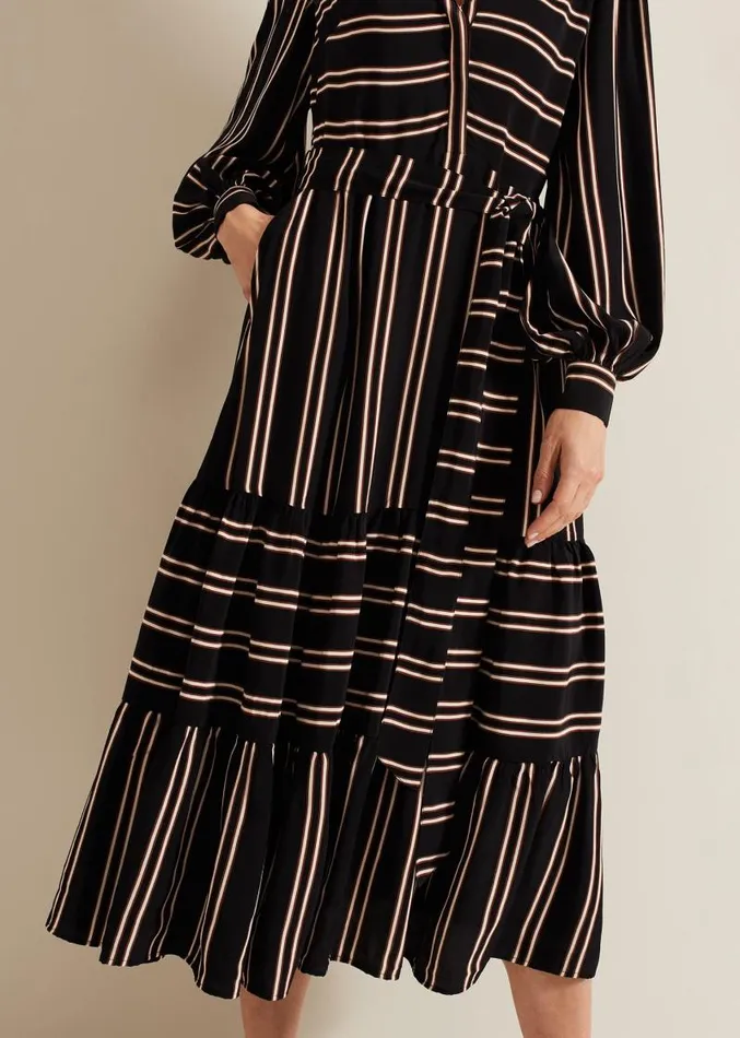 Laura Stripe Midaxi Dress Blackmulti Women Phase Eight Dresses