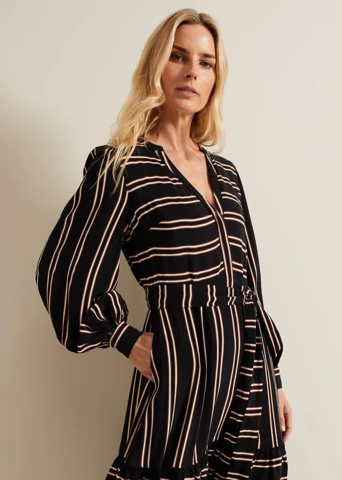 Laura Stripe Midaxi Dress Blackmulti Women Phase Eight Dresses