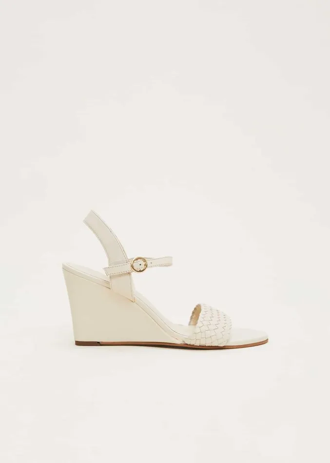 Leather Plait Strap Wedge Shoe Ivory Women Phase Eight Heels