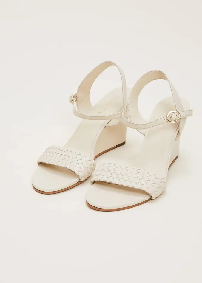 Leather Plait Strap Wedge Shoe Ivory Women Phase Eight Heels