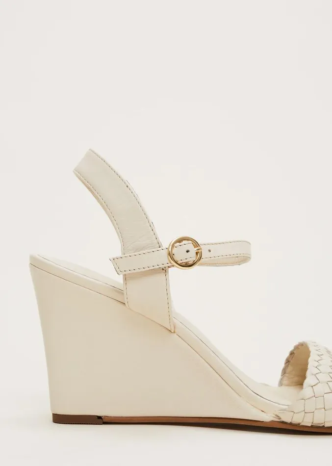 Leather Plait Strap Wedge Shoe Ivory Women Phase Eight Heels