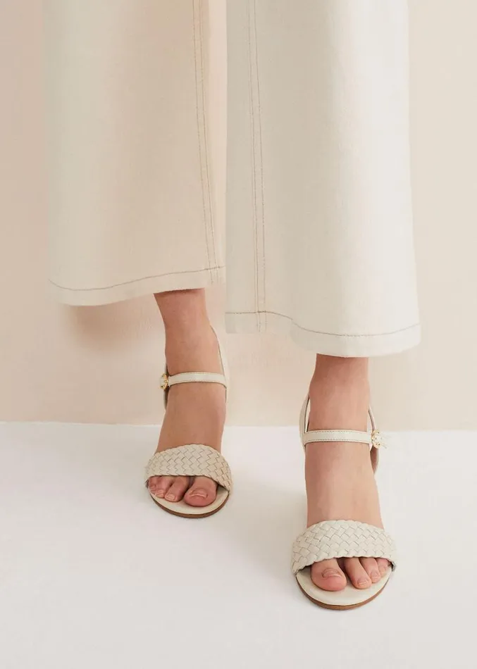 Leather Plait Strap Wedge Shoe Ivory Women Phase Eight Heels