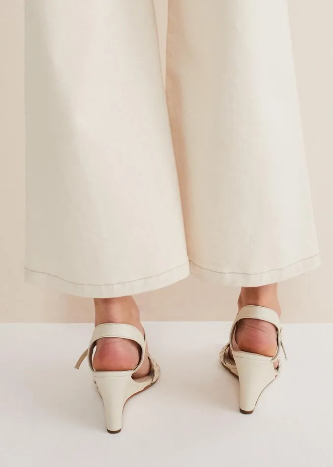 Leather Plait Strap Wedge Shoe Ivory Women Phase Eight Heels