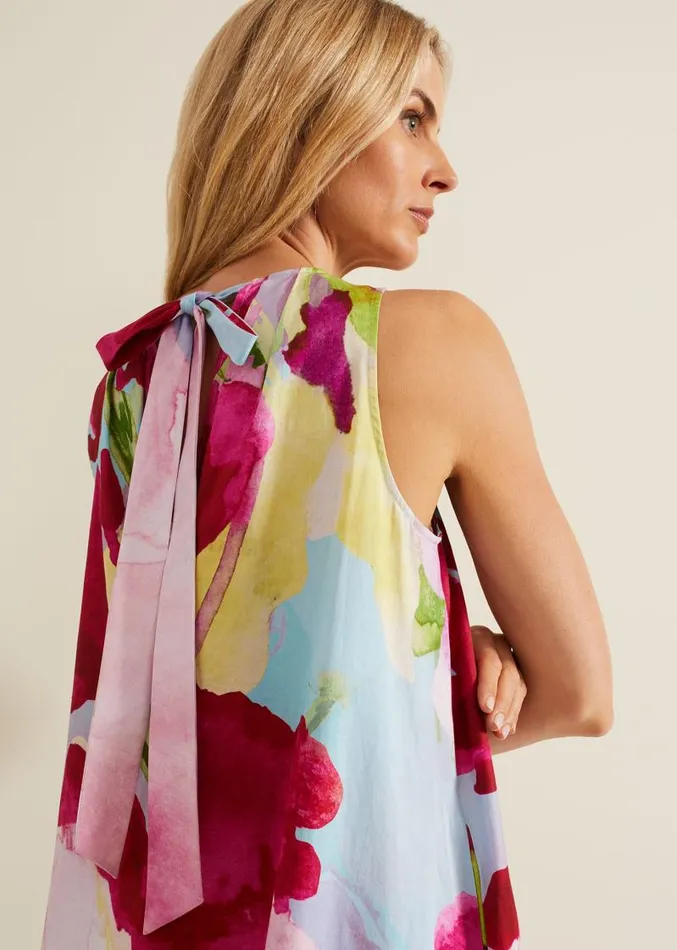 Leila Cotton Floral Midi Dress Pink Women Phase Eight Dresses