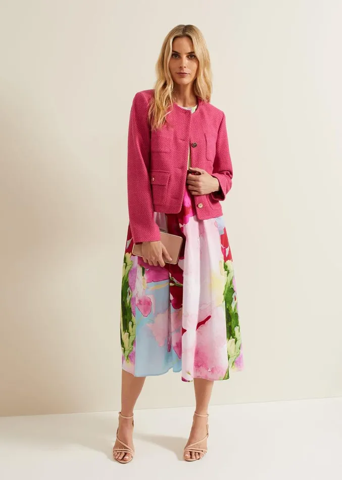 Leila Cotton Floral Midi Dress Pink Women Phase Eight Dresses